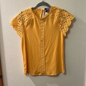 Cable & Gauge Mustard Lace Sleeve Blouse